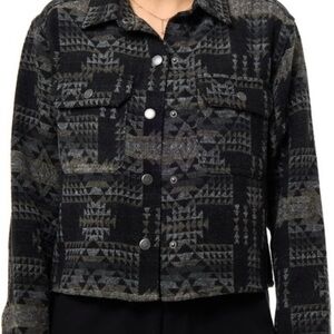 Women's Black Patterned Jacket large new Aztec